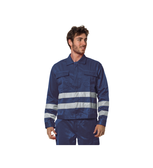 GIUBBINO 100%COT.BLU CON DOPPIA BANDA - 2XL