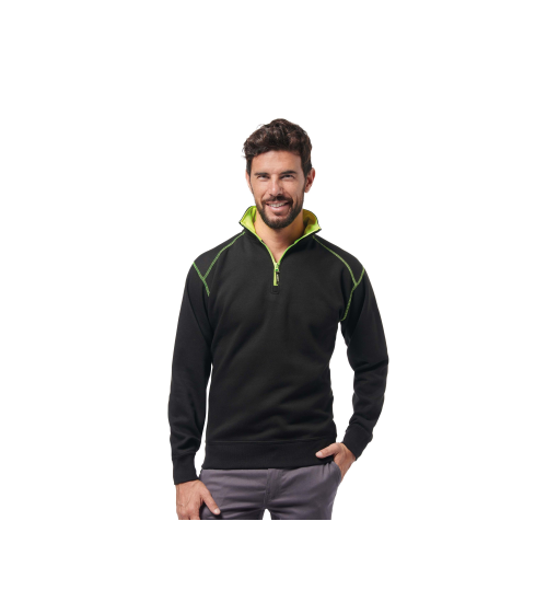 FELPA POLYCOTONE ZIP CORTA NERA/GIALLA - XL