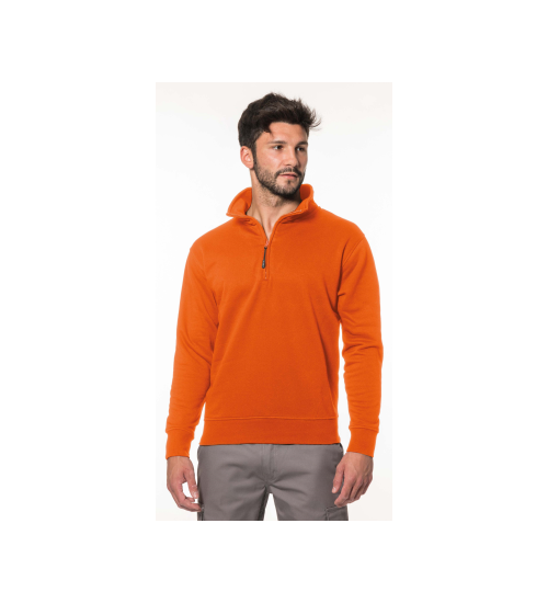 FELPA ARANCIO COTONE/POLY ZIP CORTA - XL