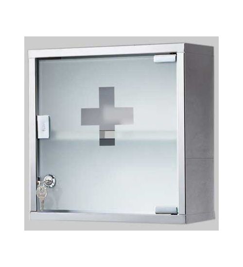 Armadietto JOKER farmacia con serratura - Acciaio Inox / Vetro