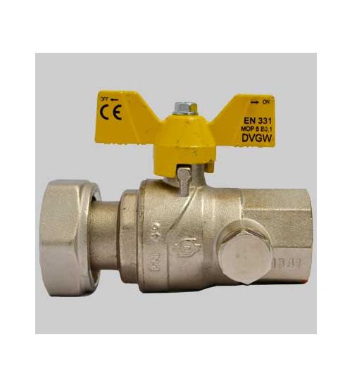 Valvola gas a sfera F/F con presa pressione dado girevole farfalla Alluminio - 1" X 1"1/4 G