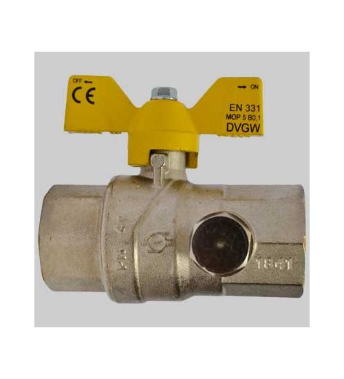 VALVOLA SFERA GAS F/F CON DUE PRESE PRESSIONE FARFALLA ALLUMINIO - 1"