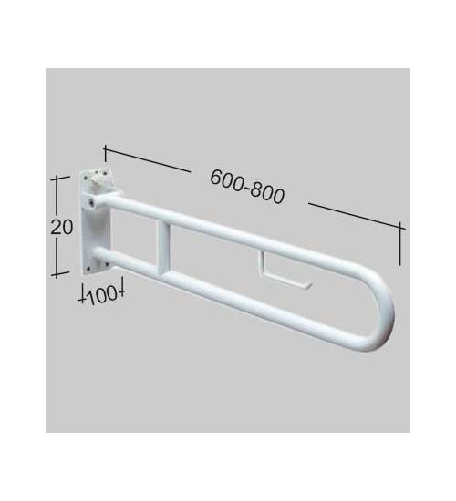 BARRA DI SOSTEGNO RIBALTABILE CON PORTA CARTA IGIENICA - 60 cm