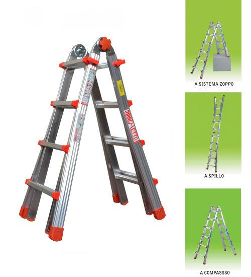 SCALA IN ALLUMINIO MULTIUSO 4+4 GRADINI MT.4,10