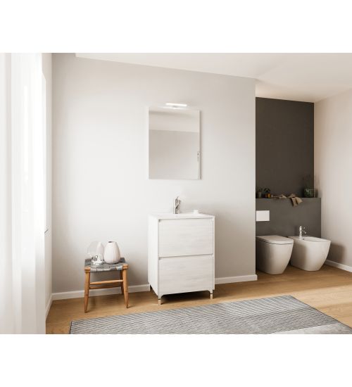 MOBILE BAGNO LISBONA 2 ANTE 60 ROVERE BIANCO