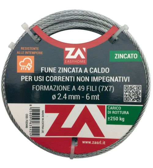 CAVETTO ACCIAIO ZINCATO 19F D. 1,2 MT 25