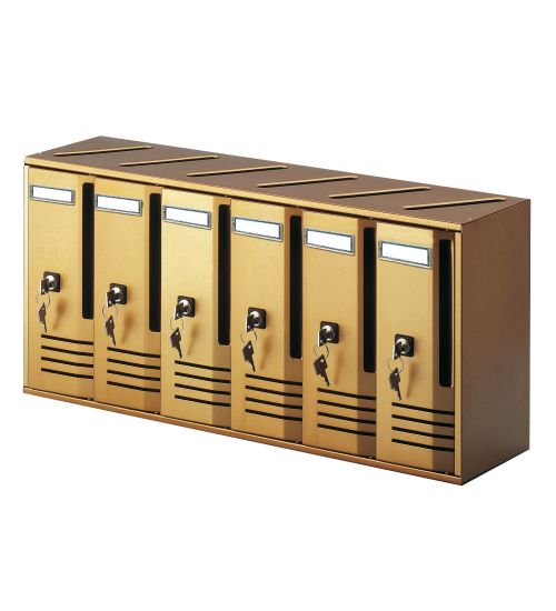 ALUBOX CASSETTA POSTALE CUBO A 6 POSTI BRONZO ART.C6 CM. 620X175X300H