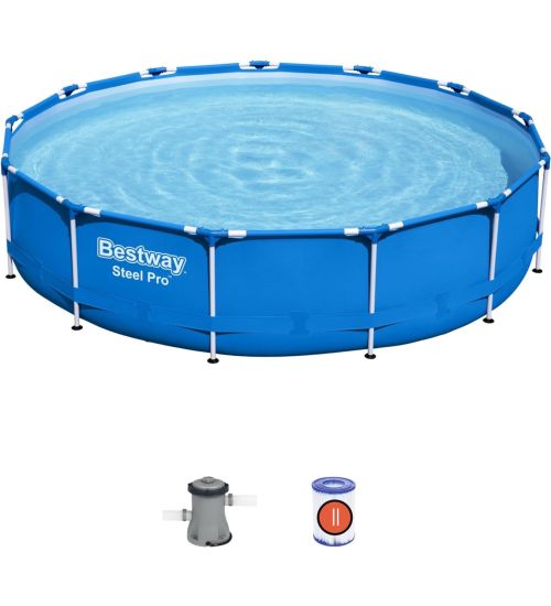 PISCINA FUORI TERRA ROTONDA COMPLETA 5612E- 396X84H BESTWAY STEEL PRO