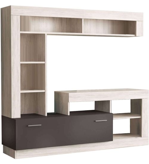 KIT PARETE ATTREZZATA LIVING LEA 170X170X42 COL. LEGNO NATURALE E ANTRACITE