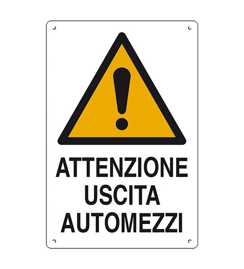 CARTELLO 'ATTENZIONE USCITA AUTOMEZZI' cm 40 x 60