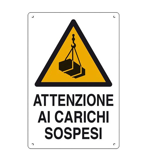 CARTELLO 'ATTENZIONE AI CARICHI SOSPESI' cm 60 x 40