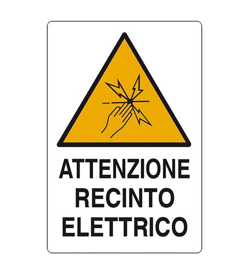 CARTELLO 'ATTENZIONE RECINTO ELETTRICO' cm 20 x 30