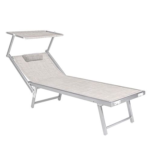 LETTINO SPIAGGIA CON PARASOLE E POGGIATESTA 'BUDEL DOPPIO - CM.208 X 85 X H 40,5