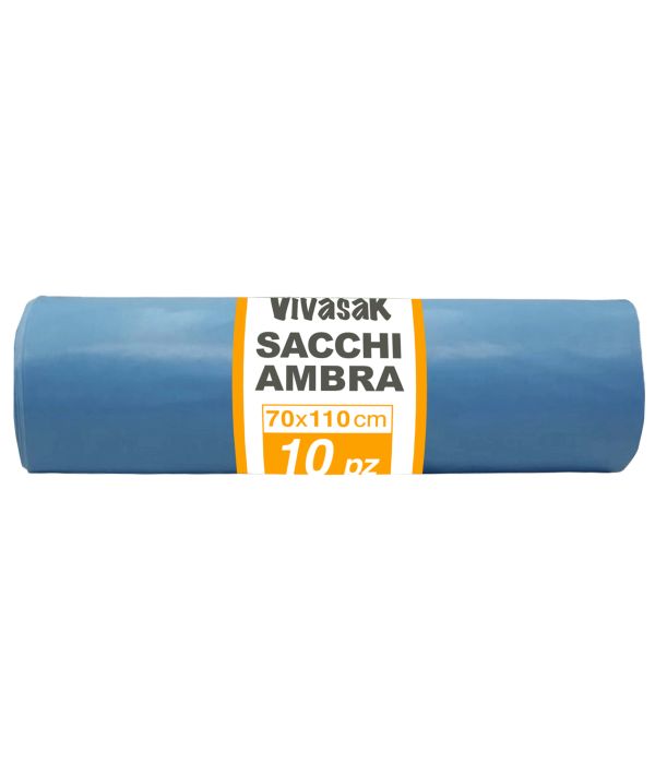 Rotolo da 10pz Sacchi robusti per raccolta differenziata cm 80x110 spessore  63 micron - Colore Neri o Azzurri