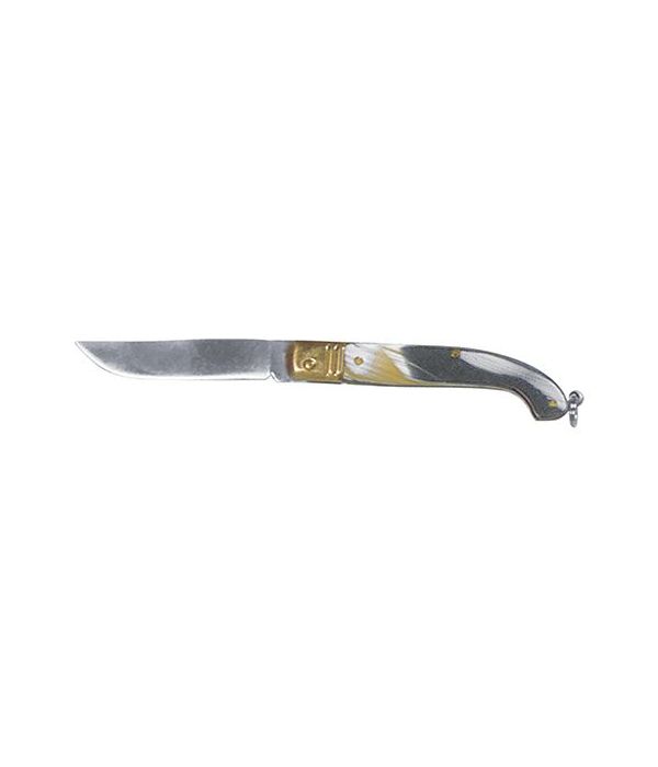 COLTELLO A SCATTO MANICO FINTO CORNO CM. 22